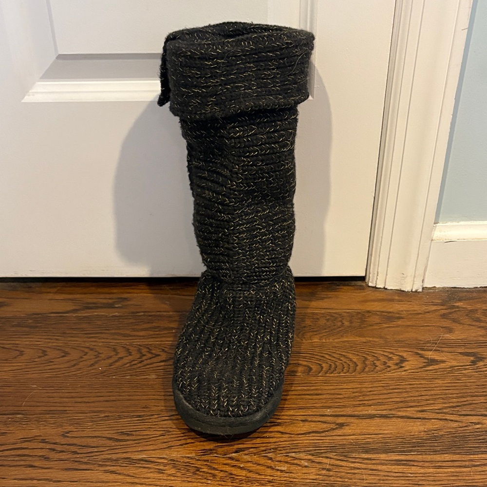 UGG Black Knit Fold-Over Boots